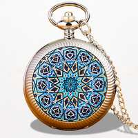 Montre Pendentif Femme Fleur Bleue