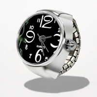 Bague Montre Argent Quartz Noire