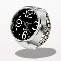 Bague Montre Argent Quartz Noire