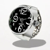 Bague Montre Argent Quartz Noire