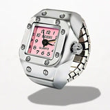 Bague Montre Femme Rectangulaire Réglable Rose