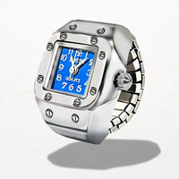 Bague Montre Pour Femme Rectangulaire Bleu