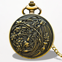 Montre à Gousset Femme Gravure Floral