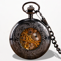 Montre à Gousset Flower Skeleton Noir