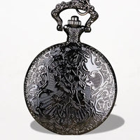 Montre à Gousset Noire Motif Loup