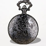 Montre à Gousset Noire Motif Loup