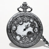 Montre à Gousset Quartz Rouage Noir