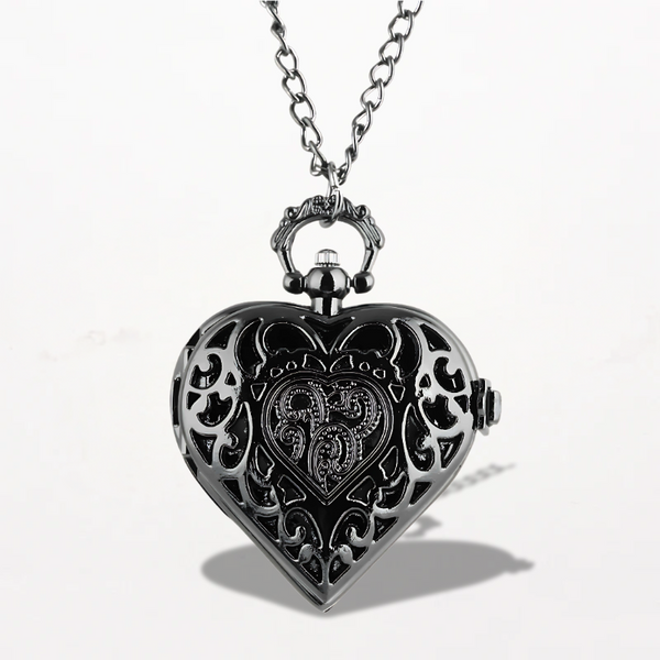 Montre Collier Femme Noir Cœur