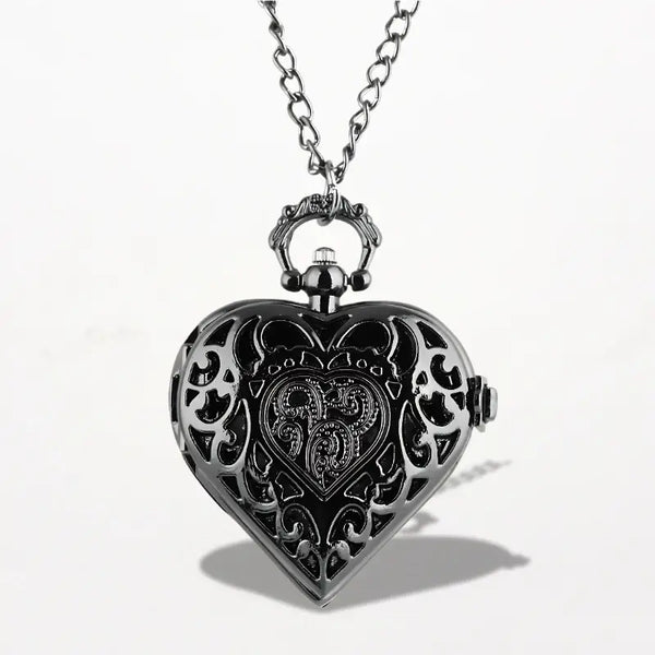 Montre Collier Femme Noir Cœur
