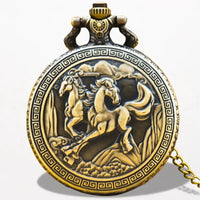 Montre Gousset Bronze Chevaux