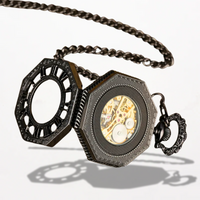 Montre Steampunk Gousset Octogonale Noir