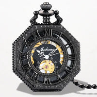 Montre Steampunk Gousset Octogonale Noir