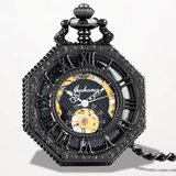 Montre Steampunk Gousset Octogonale Noir