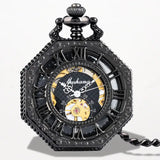 Montre Steampunk Gousset Octogonale Noir