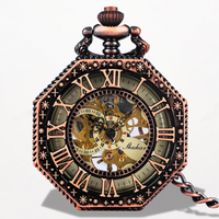 Montre Steampunk Gousset Octogonale Or Rose